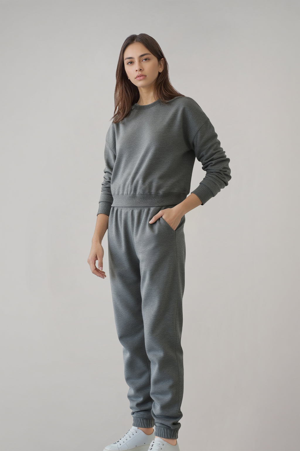 Kadın Grimelanj Renk Sweatshirt Eşofman Takım