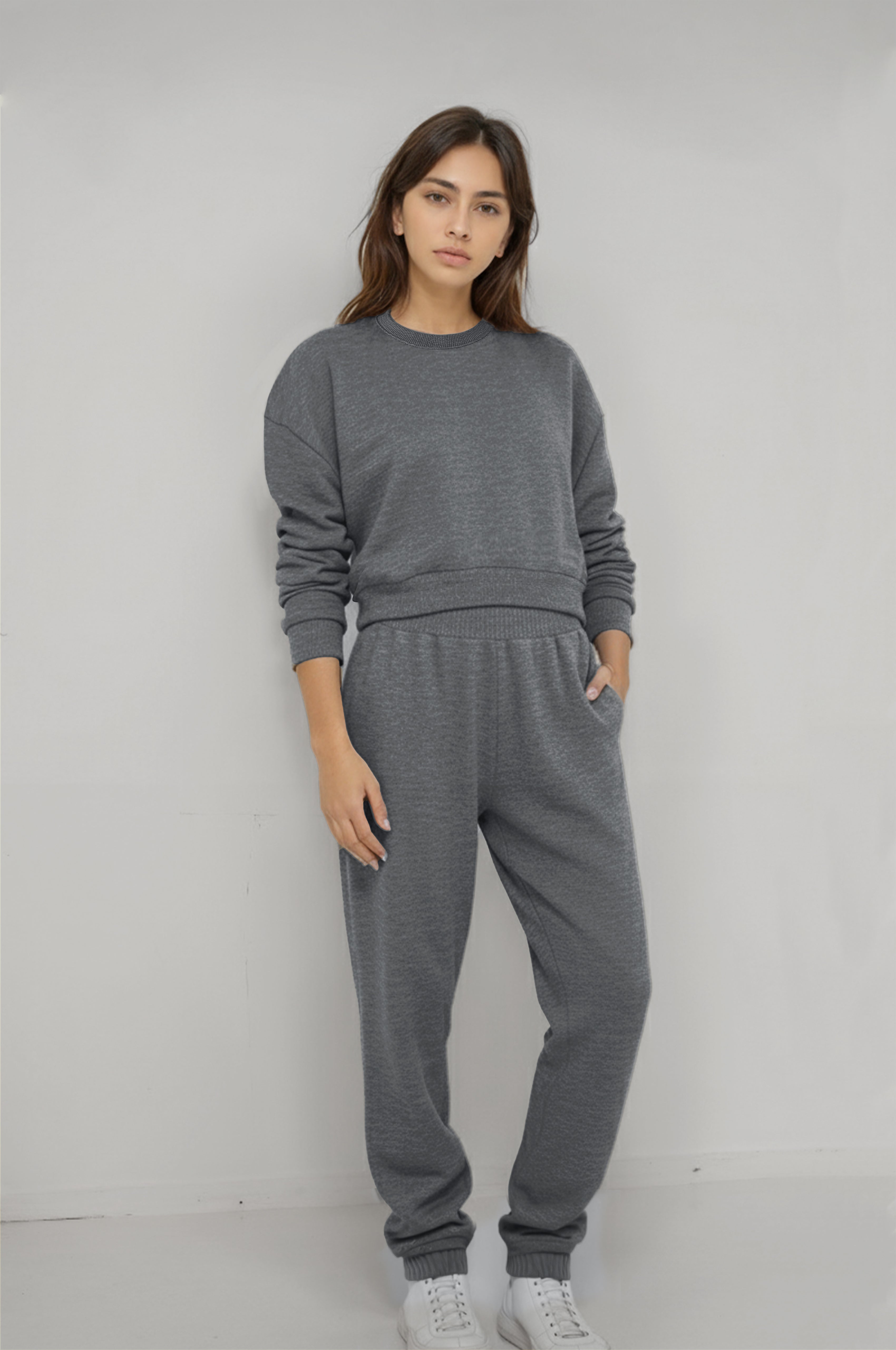 Kadın Grimelanj Renk Sweatshirt Eşofman Takım