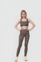 Kadın Leopar Desenli Tayt & Bra Takım
