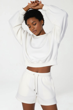 Kadın Ekru Renkli Sweatshirt Şort Takım