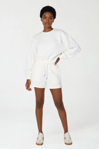 Kadın Ekru Renkli Sweatshirt Şort Takım