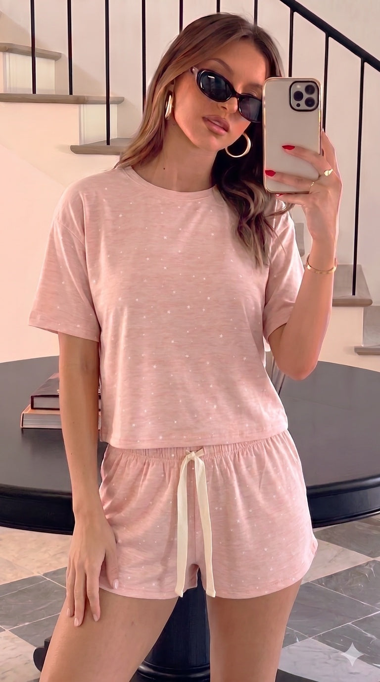 Kadın Yıldız Desenli Pamuklu Pijama Takımı